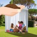 Outsunny 7.2 Outdoor Beach Sun Umbrella with Removable Side Curtain - Cream White   